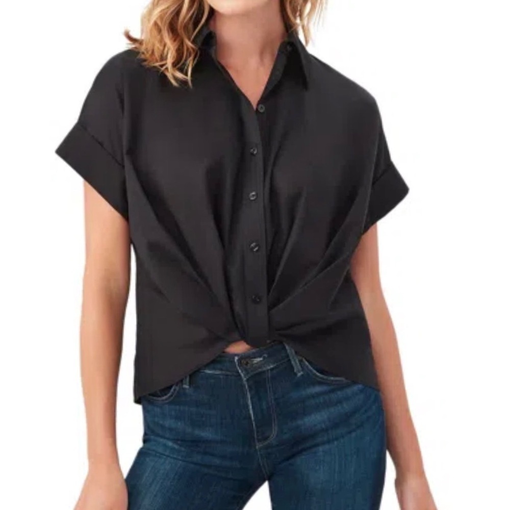 Trina Turk Coty Cotton Short-Sleeve Collared Button Down Women’s Cinched Blouse